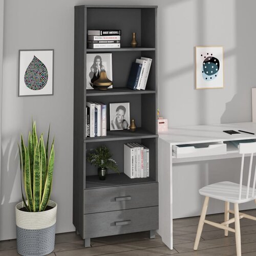 VidaXL Visoka omara temno siva 60x35x180 cm trdna borovina Slike