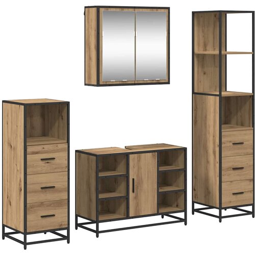  Set namje&amp;scaron;taja za kupaonicu 4 kom. Umjetnički hrast Smeđa 80 x 33 x 60 cm Slike
