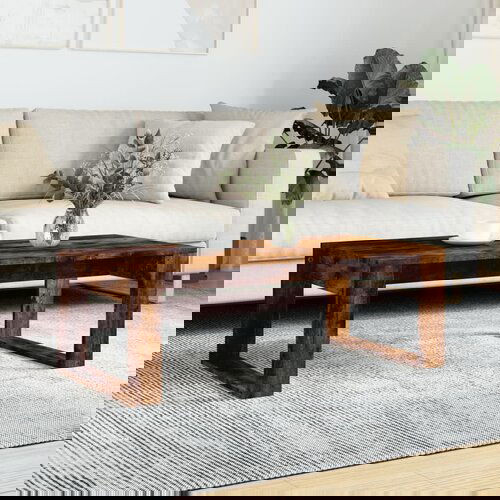 VidaXL Klubska mizica dimljeni hrast 102x50x35 cm inženirski les Slike