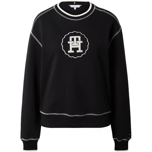 Tommy Hilfiger Sweater majica crna / prljavo bijela
