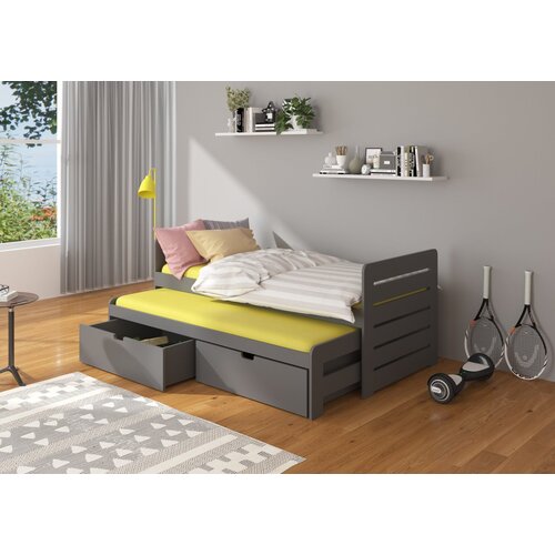 ADRK Dvoposteljna otroka postelja TOMI z vzmetnicama 87 cm - GRAFIT Slike