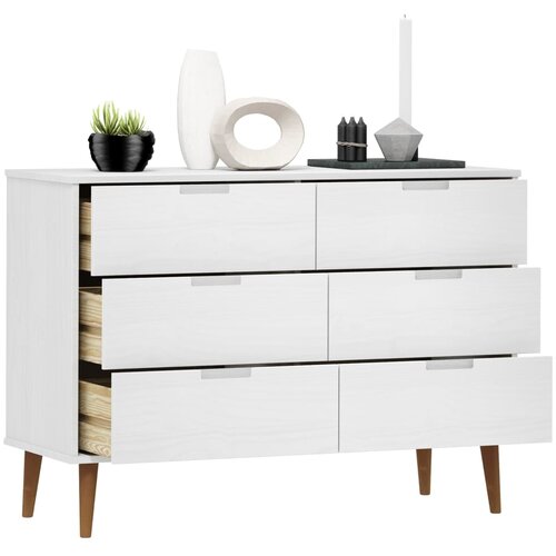 VidaXL Ladičar MOLDE bijeli 113x40x80 cm od masivne borovine Slike