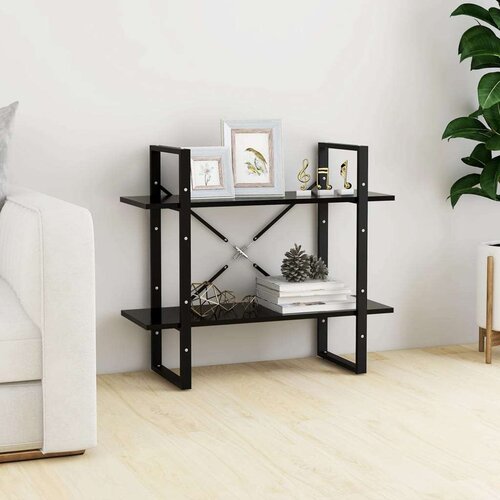 vidaXL Knjižna omara 2-nadstropna črna 80x30x70 cm iverna plošča Cene