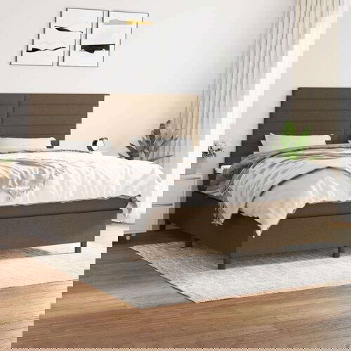  Krevet s oprugama i madracem tamnosmeđi 160x200 cm tkanina Cijene