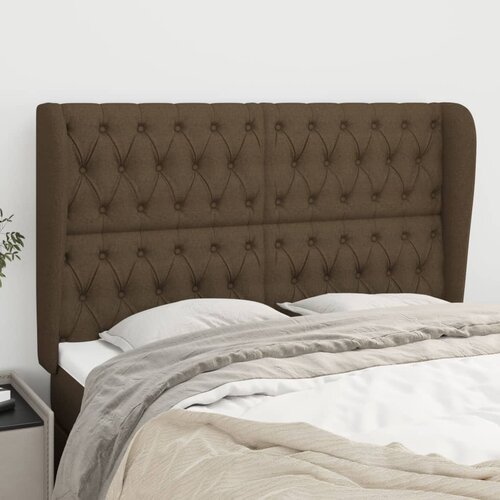 VidaXL Uzglavlje s u&amp;scaron;ima tamnosmeđi 163x23x118/128 cm od tkanine Slike