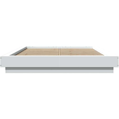 VidaXL Okvir kreveta s LED svjetlima bijeli 135 x 190 cm drveni Slike