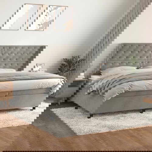 vidaXL Krevet s oprugama i madracem svjetlosivi 200x200 cm baršunasti Cijene