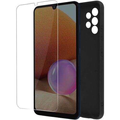 AVIZAR Popolna zašcita Samsung Galaxy A32 4G, mat crn silikonski ovitek Kaljeno steklo proti prstnim odtisom, (20632549) Cene
