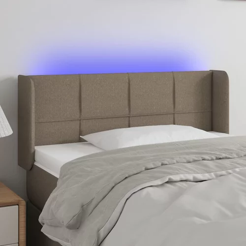 vidaXL LED posteljno vzglavje taupe 83x16x78/88 cm blago