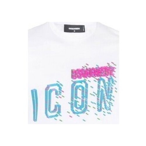 Dsquared Puloverji T-Shirt Pixeled Icon Cool Fit Tee blanc Bela Slike
