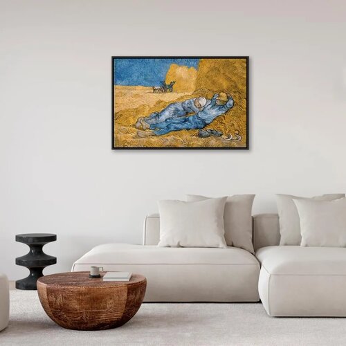  Slika - Vincent van Gogh &amp;ndash; Noon: Rest from Work 120x80 U crnom drvenom okviru Slike