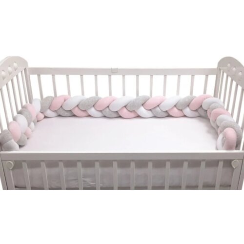 Baby Textil šarena pletenica za krevetac Roze-Siva-Bela Cene