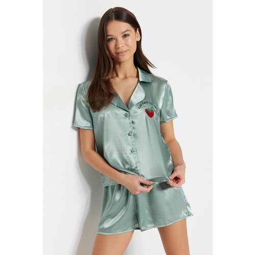 Trendyol Pajama Set - Green - With Slogan Slike