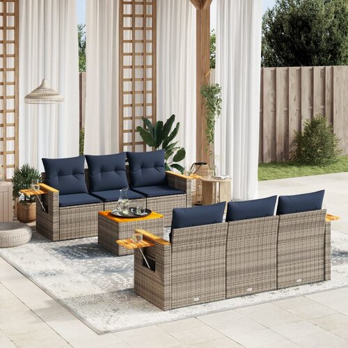 vidaXL 7-dijelni set vrtnih sofa od poliratana s jastucima sivi Cene