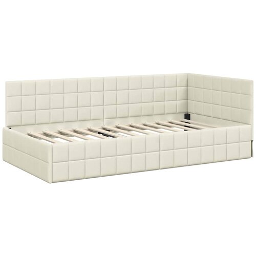 vidaXL Kotna postelja z vzglavjem krema 90 x 200 cm Žamet, (5000069262) Cene