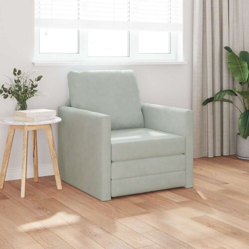 SOFA Enosobni Kavč Preoblikljiv iz Velveta 74x77x81 cm Svetlo Siva, (22054333) Cene