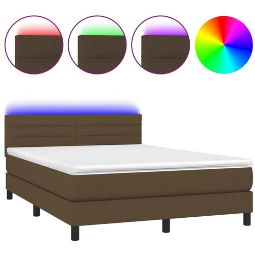 Maison Chic Box spring postelja - Vzmetna postelja z vzmetnico LED temno rjava 140x200cm blago SL9948, (21901328) Cene