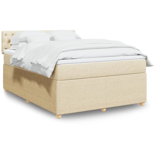 vidaXL Box spring postelja z vzmetnico krem 160x200 cm blago Cene