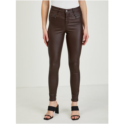 Orsay Dark brown women's leatherette pants - Ladies Cene