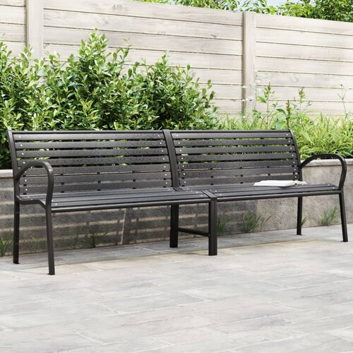 vidaXL Dvostruka vrtna klupa crna 231 cm od čelika i WPC-a Cijene