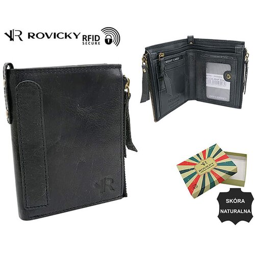 Fashion Hunters Black roomy men&amp;#039;s wallet made of natural leather Slike