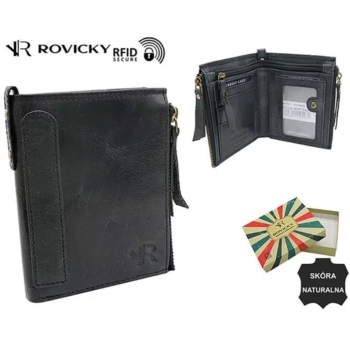 Fashion Hunters Black roomy men's wallet made of natural leather