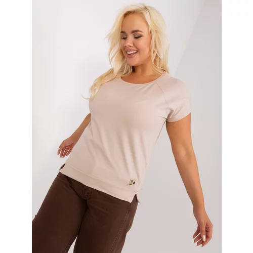 Fashion Hunters Beige blouse of larger size with short sleeves