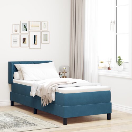 Box Spring Krevet s Madracem Tamnoplavi 80x200 cm Baršun Cijene