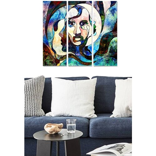Wallity MDF1027050745 multicolor decorative mdf painting (3 pieces) Cene