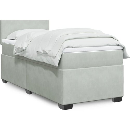 vidaXL Box spring postelja z vzmetnico svetlo siv 90x190 cm žamet Cene