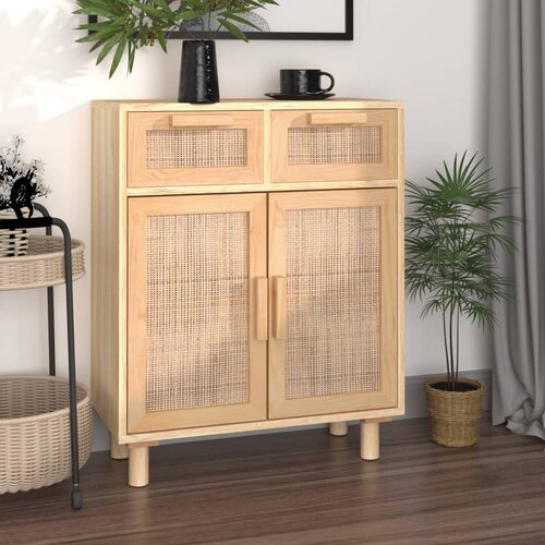  Komoda smeđa 60x30x75 cm masivna borovina i prirodni ratan Cijene