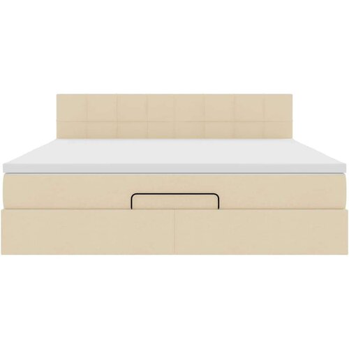 vidaXL Otomanski posteljni okvir z vzmetnico krem 160x200 cm blago Cene