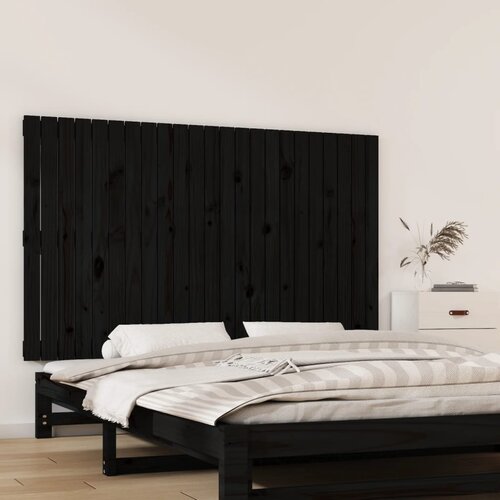 vidaXL Stensko posteljno vzglavje črno 147x3x90 cm trdna borovina Cene