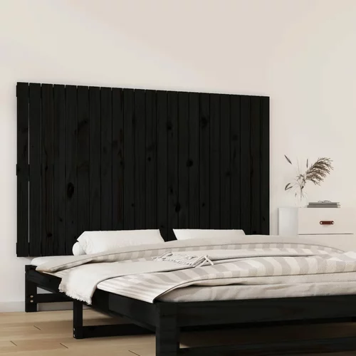 vidaXL Stensko posteljno vzglavje črno 147x3x90 cm trdna borovina
