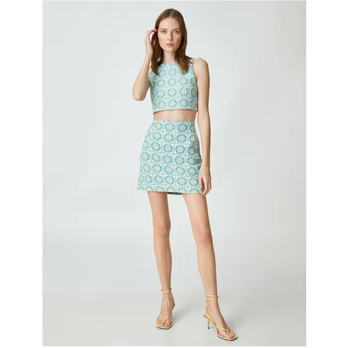 Koton Floral Mini Skirt, Slim Fit