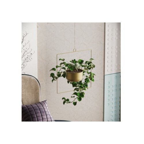 WALLXPERT Dekorativna saksija za cvijeće sa privjeskom, 40x40x17 cm, zlatna boja Cijene