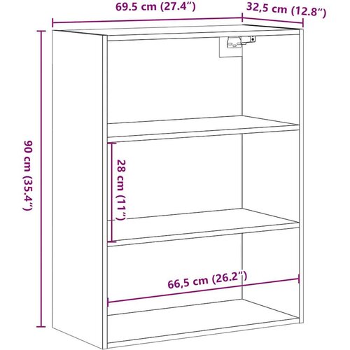 VidaXL Viseći zidni ormarić staro drvo 69,5x32,5x90 cm Slike