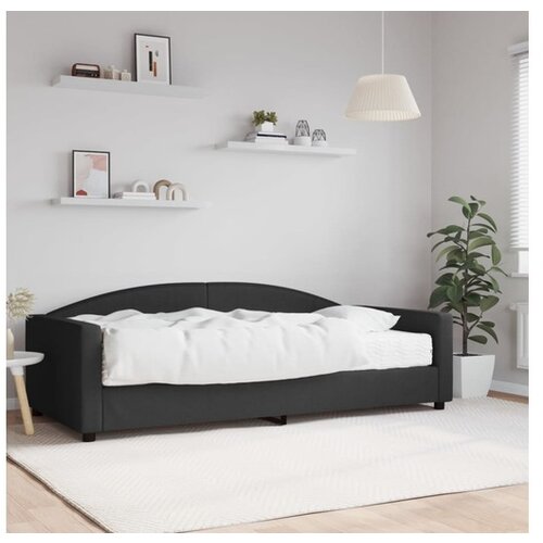 VidaXL Dnevni krevet s madracem crni 100 x 200 cm od tkanine Slike