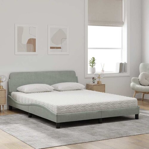  Krevet s madracem Dover svjetlosivi 160x200 cm bar&amp;scaron;unasti Slike