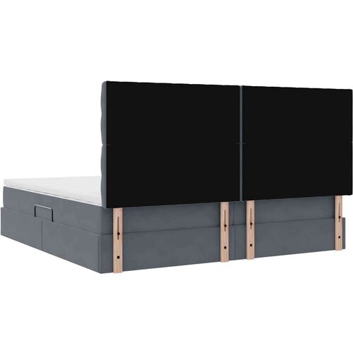 VidaXL krevet s prostorom za pohranu s led-om tamno siva 200 x 200 cm Slike