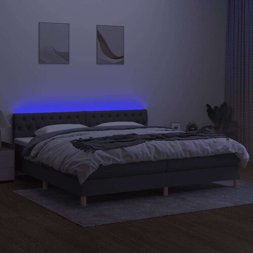  Box spring s madracem LED tamnosivi 200x200 cm tkanina Slike