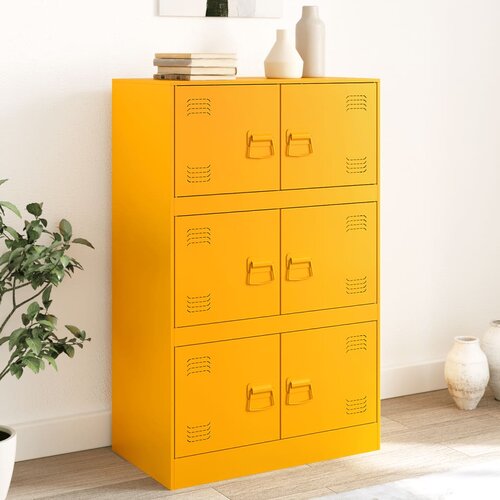 VidaXL Komoda gorčično rumena 67x39x107 cm jeklo Slike