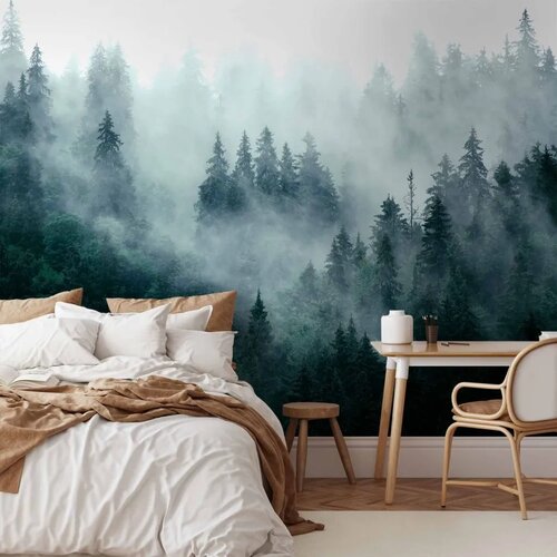 Foto tapeta - Mountain Forest (Dark Green) 98x70 Samoljepljiva Cene