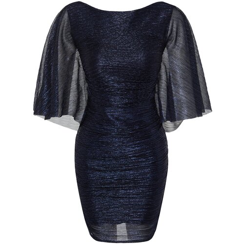 Trendyol Navy Blue Fitted Shimmering Elegant Evening Dress Cene