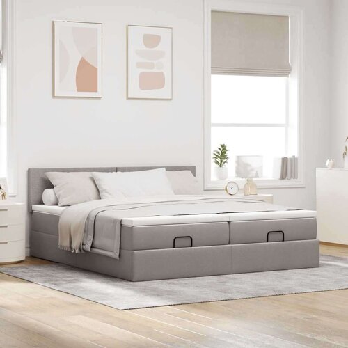 VidaXL Otomanski okvir kreveta s madracima smeđesivi 180x200cm tkanine Slike