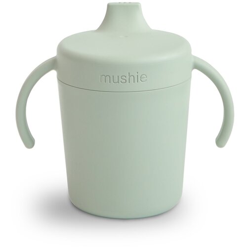 Mushie silikonski lončić s ručkama za učenje pijenja sippy cup sage Slike