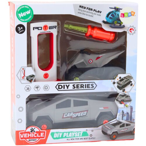  Set of Modern Car with Quad for Disassembly DIY Gray Slike