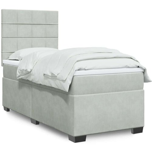 VidaXL Box spring krevet s madracem svjetlosivi 90x190 cm bar&amp;scaron;unasti Slike