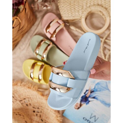 Resti Blue women's slippers with golden Serina ornament - Footwear Cijene