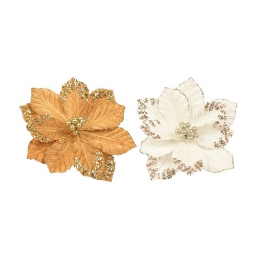 DEKOR DOM dekoracija - poinsettia on clip 35cm 701541 - gold - kmg ( 045704 ) Cene